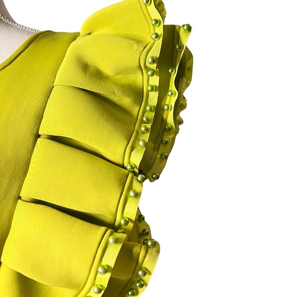 #A067  FT INC Lime Green Ruffle Top with Pearl Trim – Size XL (NWT) - Picture 4 of 7